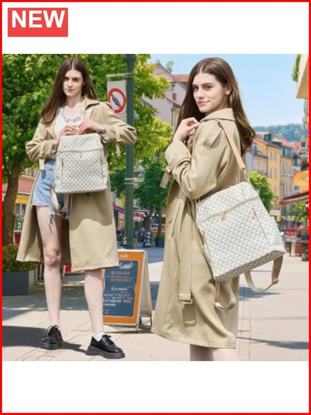 Women's PU Leather Backpack Purse with Wallet Laptop Travel Satchel